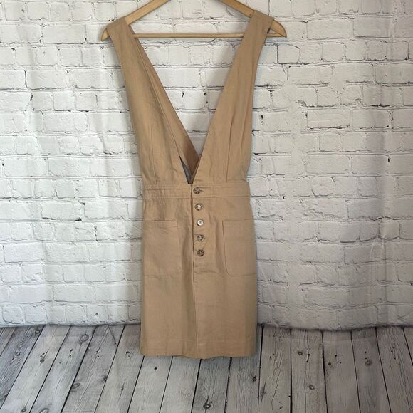 Ellison Khaki Retro Overall Skirt Jumper Pinafore size small NEW - Picture 1 of 8